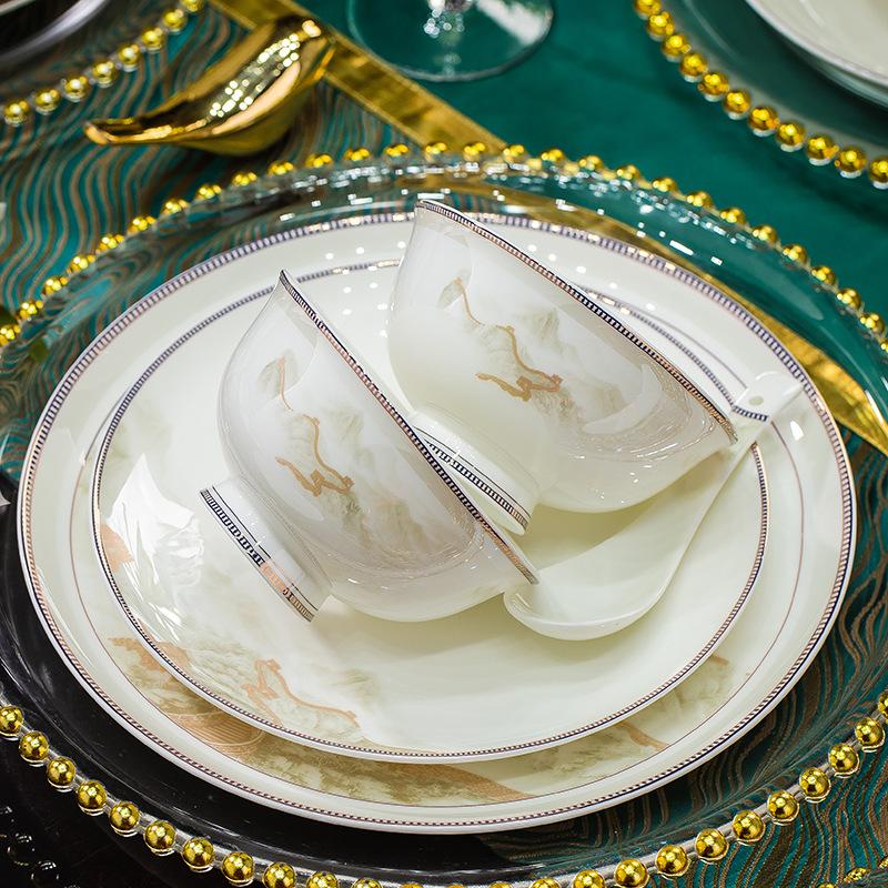 ceramic bowls, dishes and plates free combination full set gift wholesale jingdezhen bone china tableware large bowl small bowl noodle bowl Application Scenario