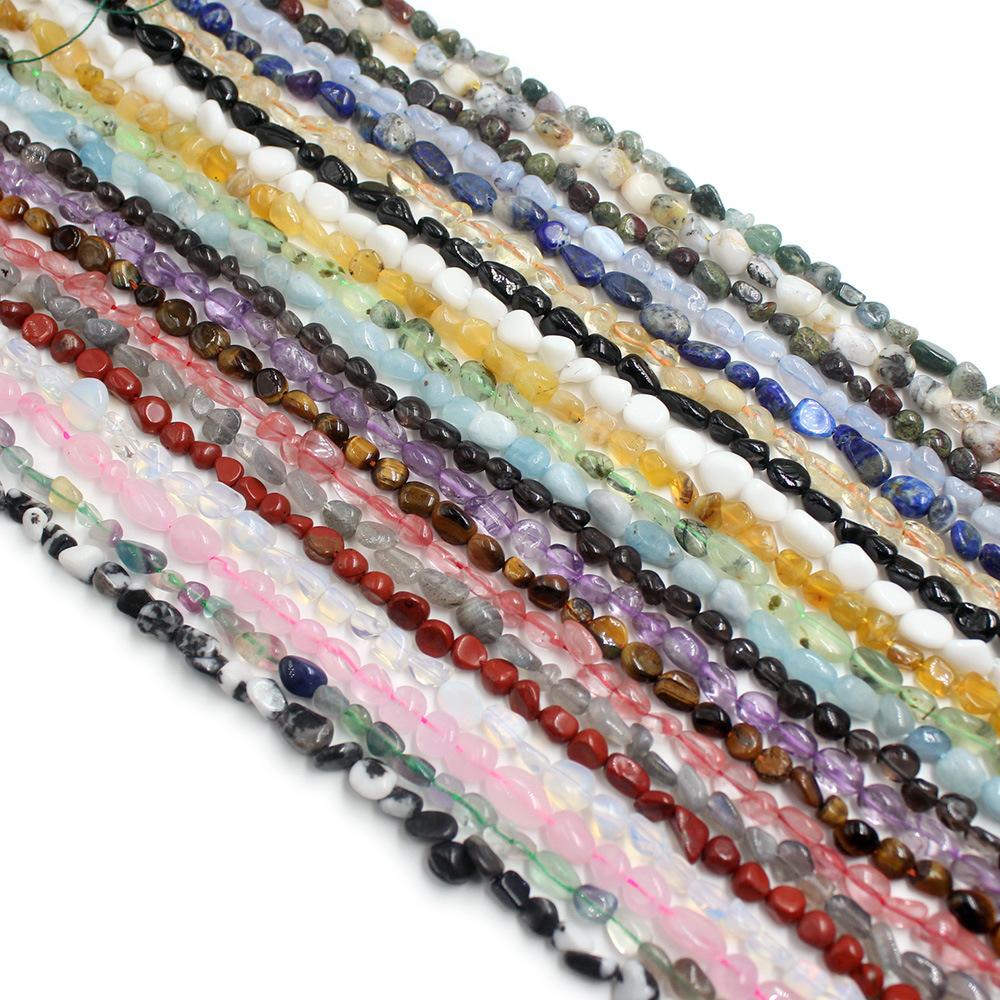 gravel beads diy accessories 6 * 8mm irregular shape crystal semi-finished products through natural stone gravel with holes