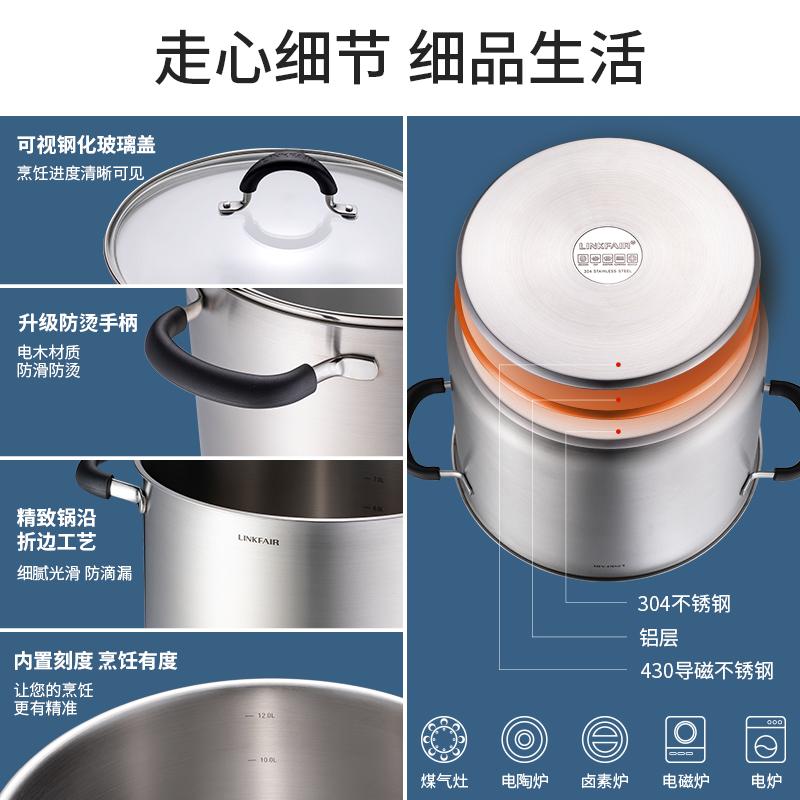 linkfair thick 304 stainless steel soup pot home steamer gas induction cooker stew-pan porridge pot binaural soup stew pot details Picture
