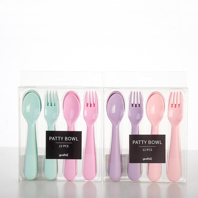 Baby Solid Food Tableware Creative Home Baby Portable Training Learning Eating Spoon Fork Set Factory Wholesale Application Scenario