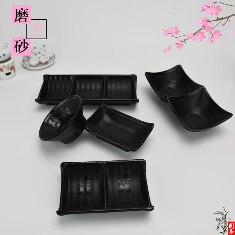 melamine tableware black frosted small condiment dish seasoning sauce dish snack dish details Picture