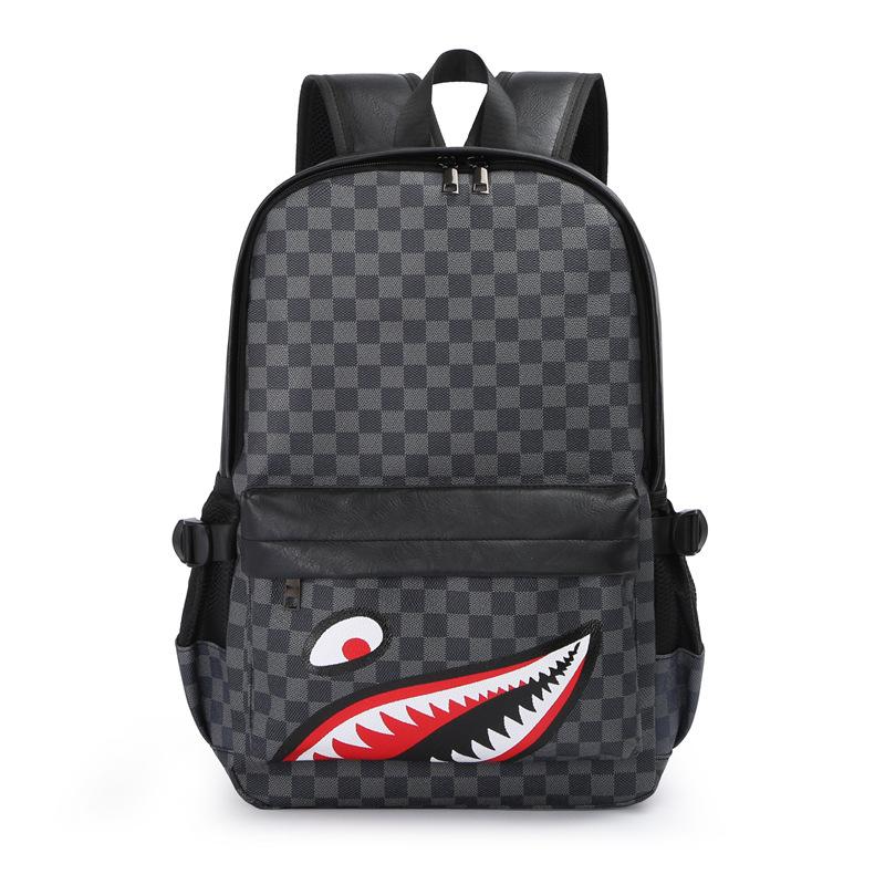 New Casual Men's Bapa Trendy Cool Shark Travel Bapa Student Schoolbag Fashion Pid Computer Bag Portable
