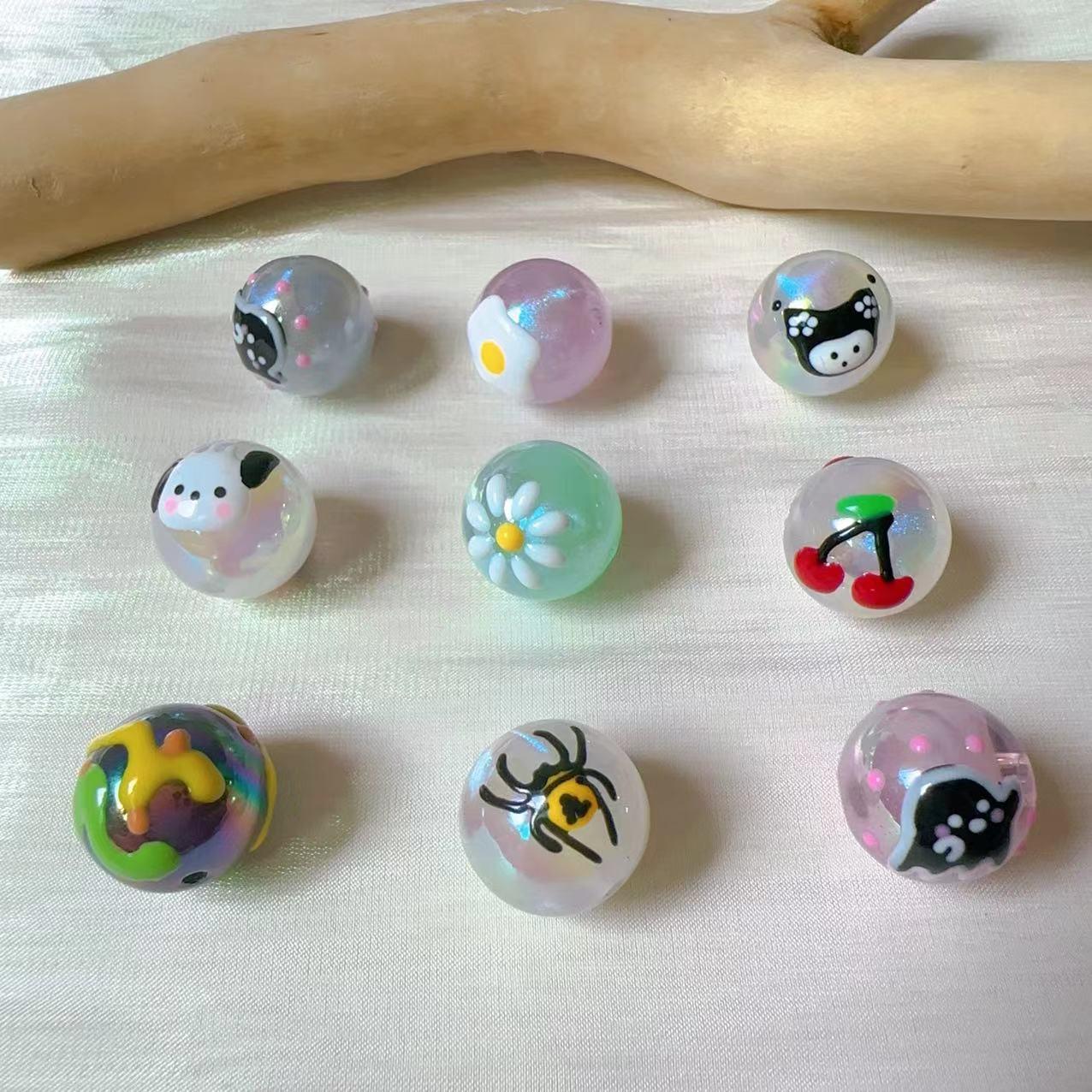 heavy oil hand-painted beads 12-18mm xiaohongshu hot-selling beads diy mobile phone charm car hanging bag lanyard head rope beads