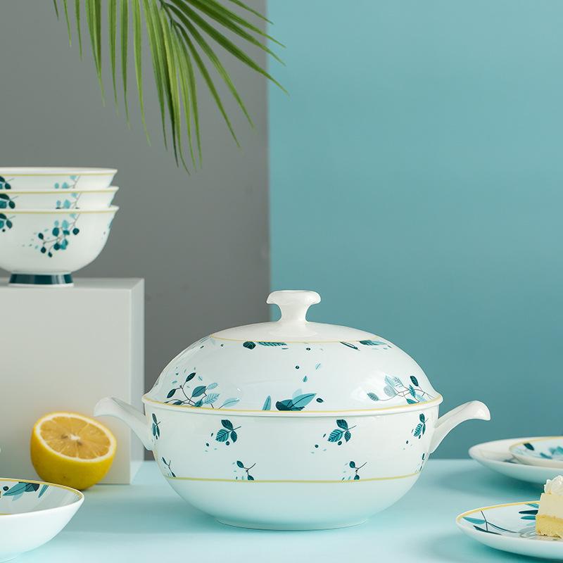 bowl and dish set household bone china tableware nordic cute ceramic bowl and plate combination ins personalized western plate details Picture