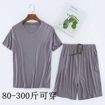 men's modal t-shirt suit short-sleeved shorts home wear casual sportswear plus-sized plus size pajamas summer wholesale