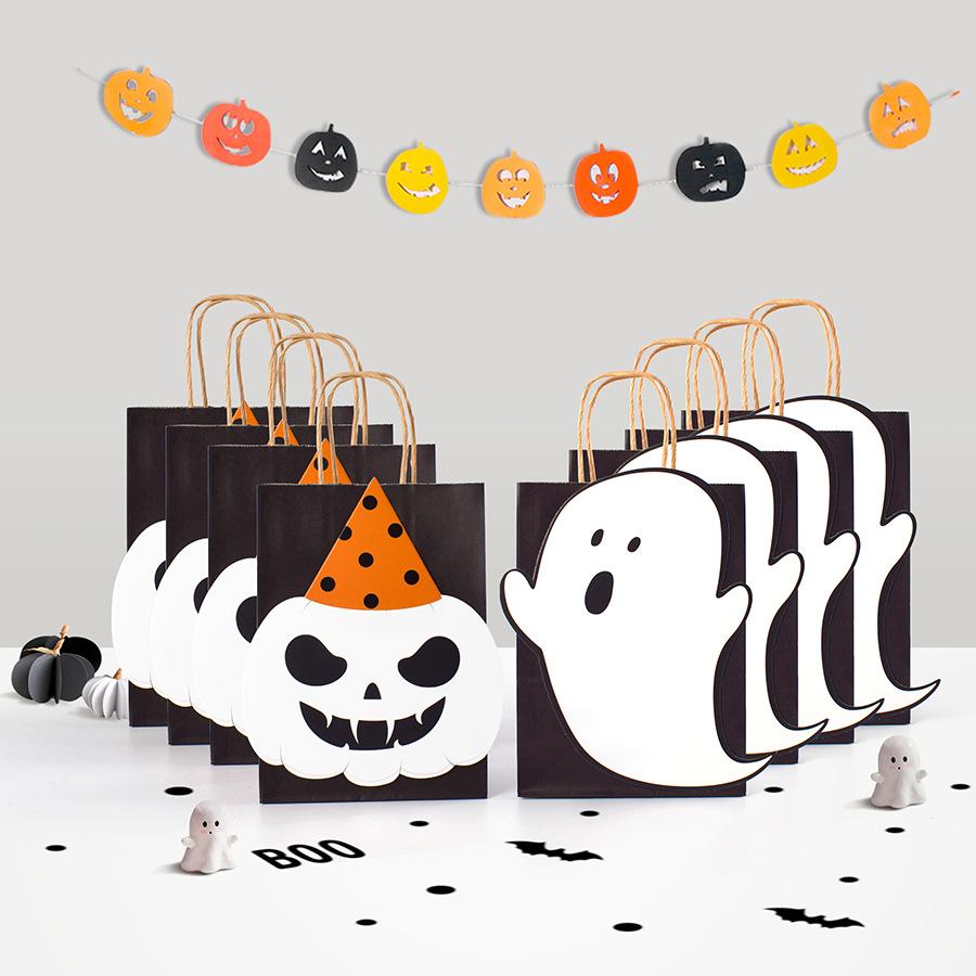 halloween black ghost card tote bag in stock diy black halloween candy hand bag 10 pcs/bag