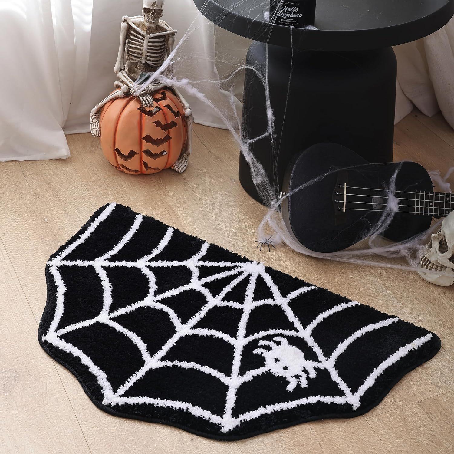 Cross-Border Amazon Halloween Theme Carpet Cashmere Floor Mat Non-Slip Pumpkin Horror Mask Witch Skull