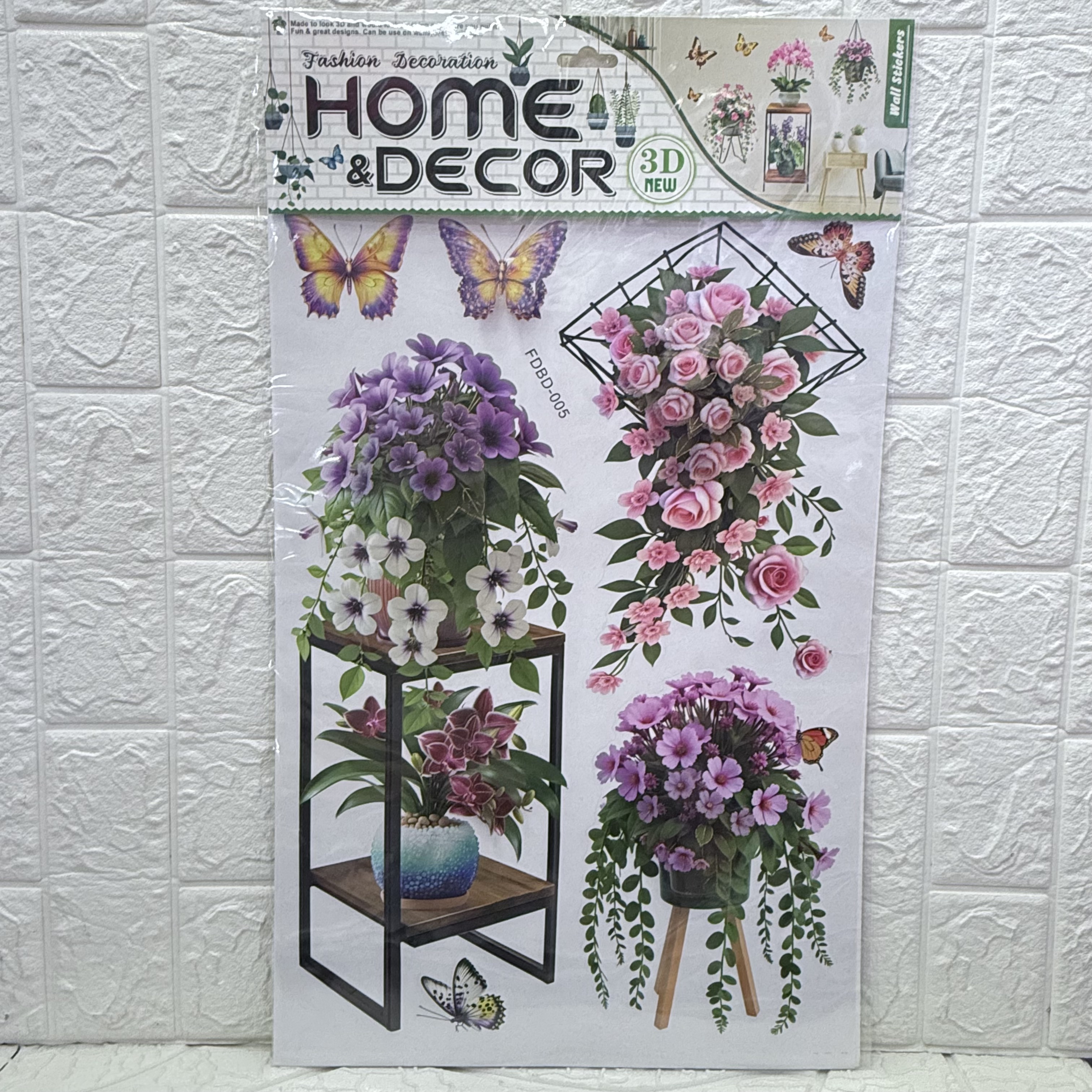 Artificial plant potted plant wall sticker series, three-dimensional handcrafted layer stickers, living room decoration, wooden frame, vase and potted plant Application Scenario