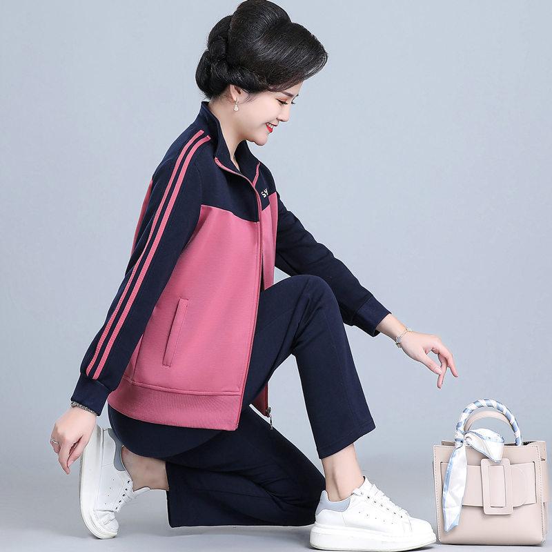 mom autumn clothes coat western style 2022 new middle-aged women spring and autumn top middle-aged and elderly sportswear suit for women