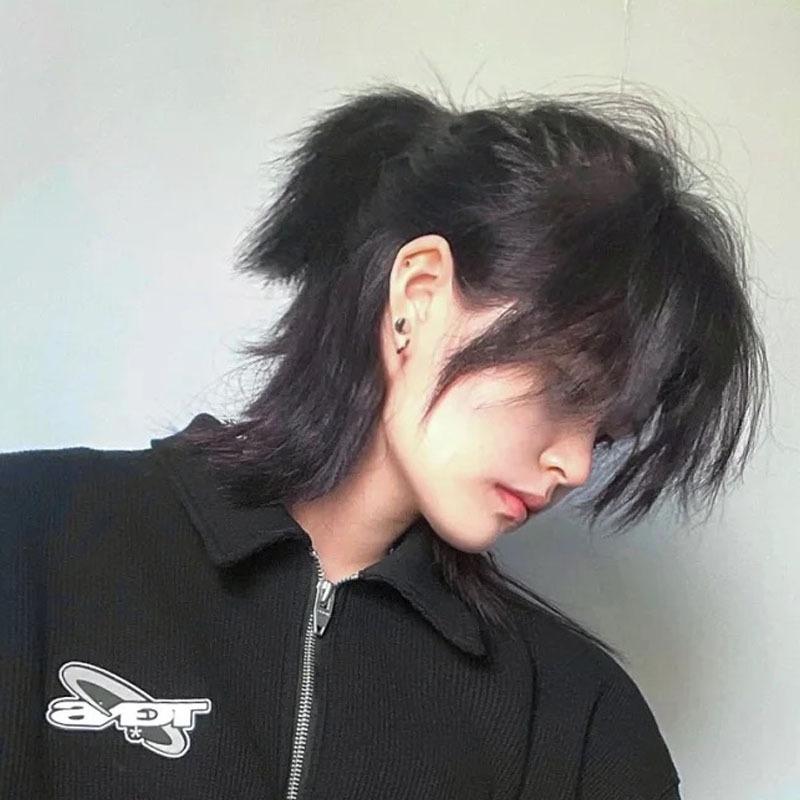 wolf tail samurai hairstyle japanese neutral anchovy head fluffy natural full-head wig men and women hair cover manufacturer one piece dropshipping