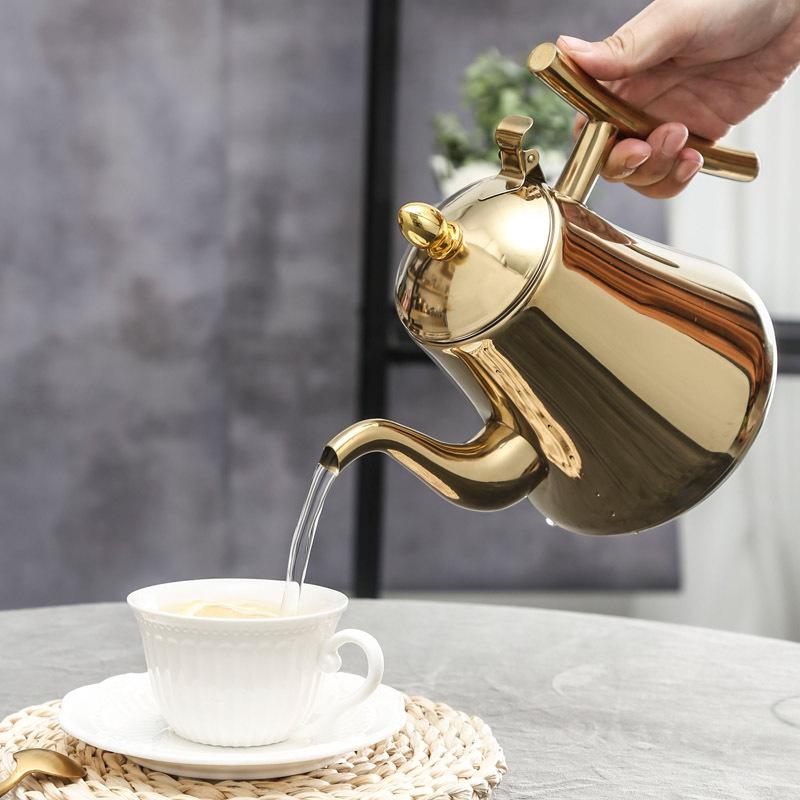 thiened stainless steel teapot scented tea making pot kettle with strainer hotel restaurant for restaurant and home use induction cooker
