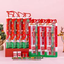 original christmas stationery suit cute pupils' stationery gift eraser pencil sharpener five-in-one pencil suit