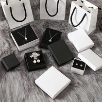 solid color black and white jewelry box packaging box simple fresh stud earrings bracelet necklace ring stud earrings paper jewelry packaging box