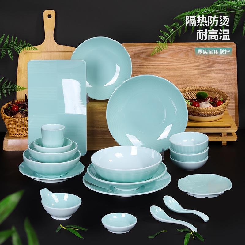 chinese hot pot, cooking cold dishes, cooking dishes, commercial household creative melamine set of tableware details Picture