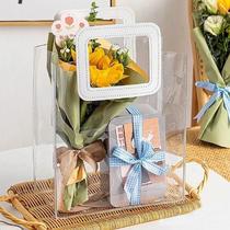 Transparent PvE Handbag Simple Gift Bag Wedding Gift Box Happy Birthday with Hands Gift Bag High Sense Gift Bag