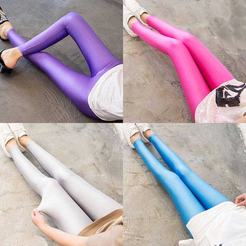 18 Color Skinny Slimming Color Leggings Women's Candy Color Fluorescent Skinny Pants Cropped Gym Pants Outer Wear Summer plus Size