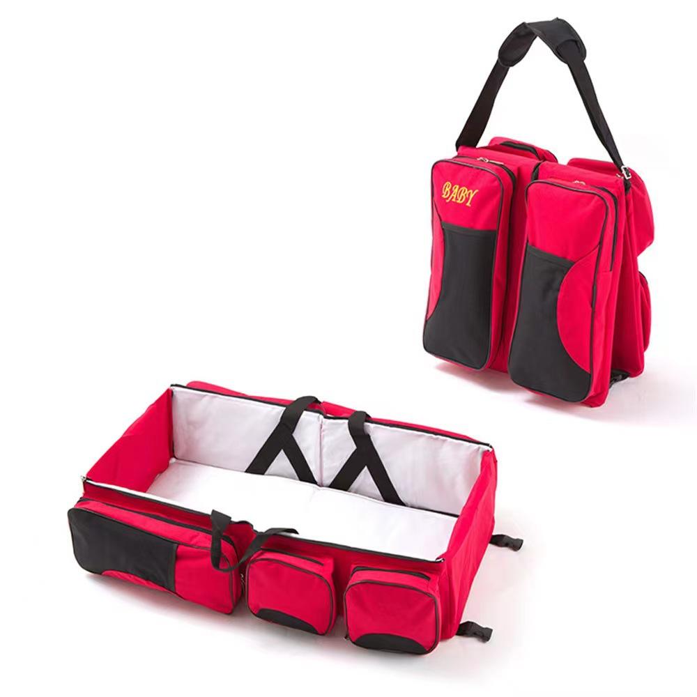 cross-border baby bed mummy bag folding portable baby diaper bag multifunctional mom bag portable baby bed in bed