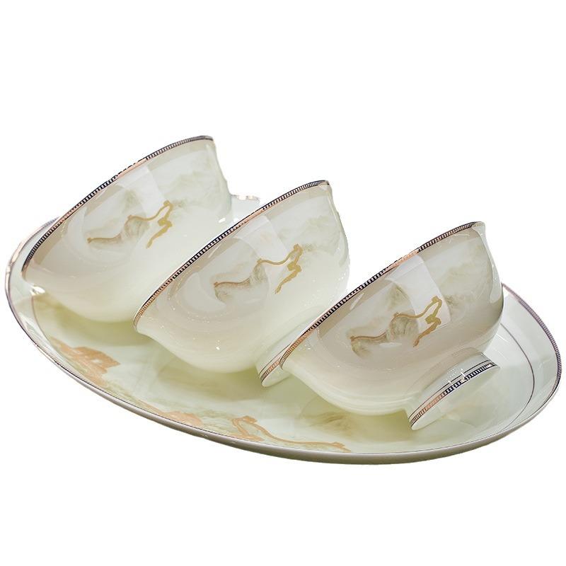 ceramic bowls, dishes and plates free combination full set gift wholesale jingdezhen bone china tableware large bowl small bowl noodle bowl Item Picture