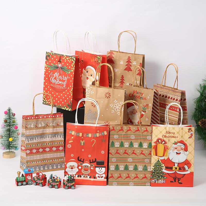in stock christmas handbag kraft paper bag wholesale birthday gift gift bag candy packaging gift bag paper bag