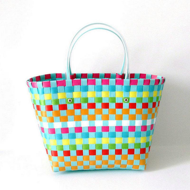 New Color Packing Belt Woven Bag Hand-Woven Vegetable Basket Bag Hand Gift Basket Multi-Color Basket Hand Bag