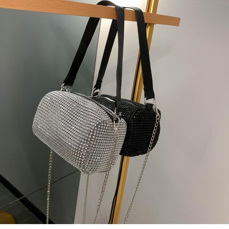 2023 New Trendy Bags Women's Messenger Bag Shiny Small Handbag Hand Bag Shiny Cylinder Women's Handbag Tide