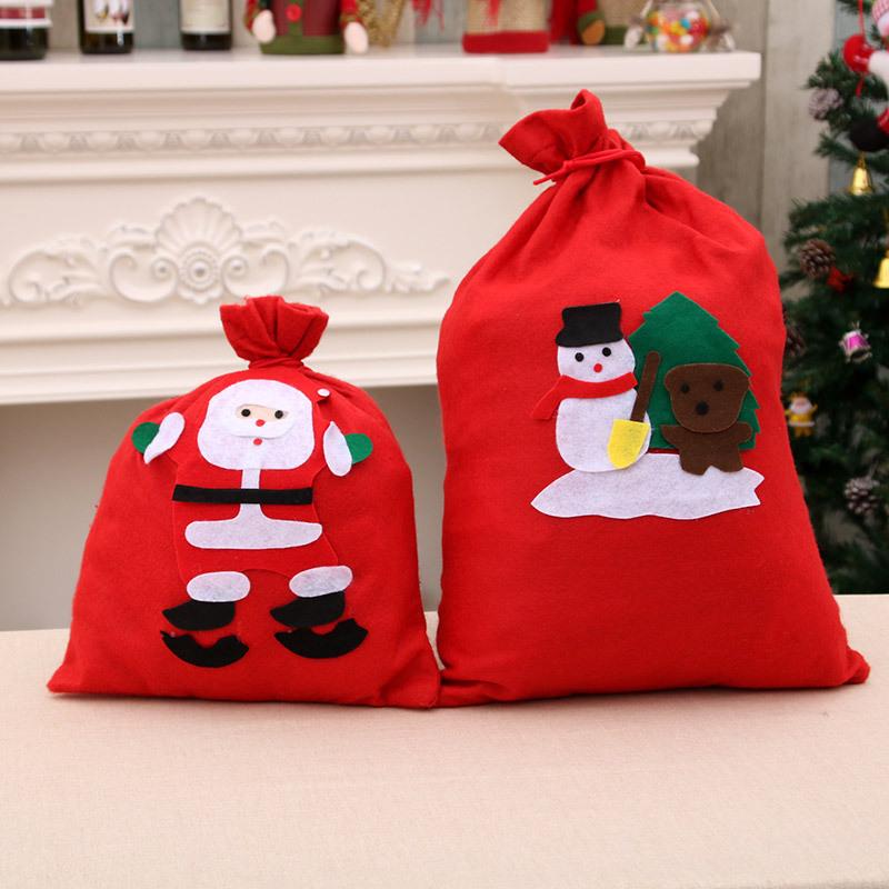 christmas gift bag santa claus backpack non-woven gift bag handmade decals promotional gifts