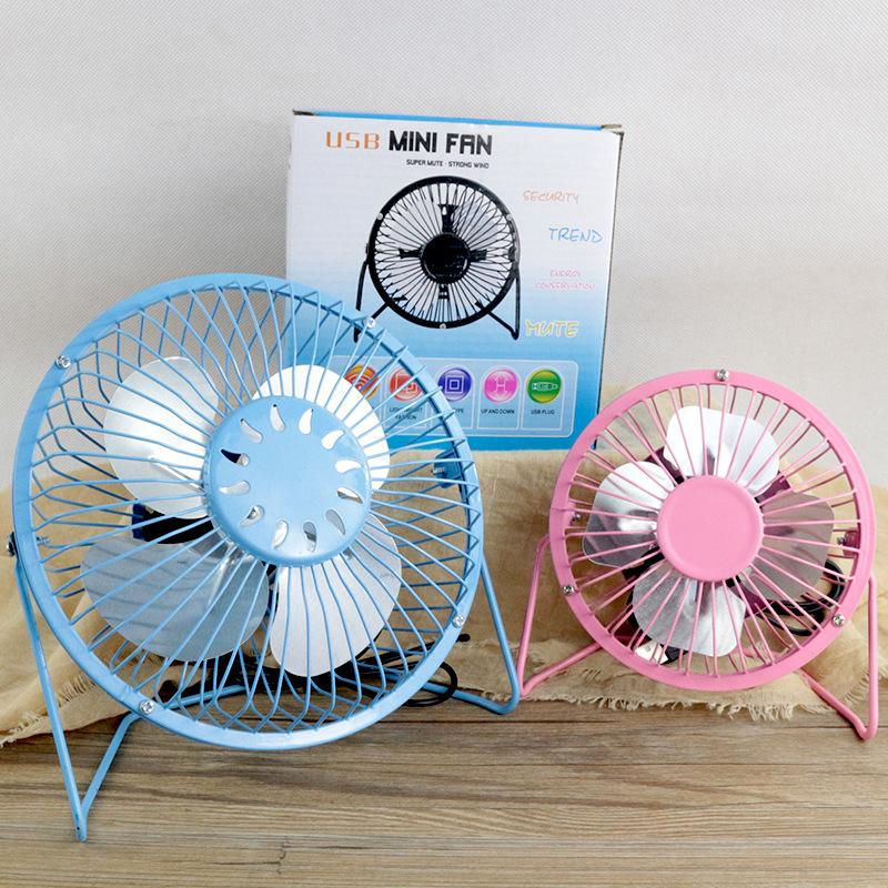 4-inch usb mini fan office silent desktop fan metal little fan printing 6-inch iron fan