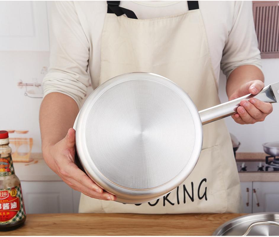 stainless steel thick composite bottom single handle juice pot thick bottom milk pot baking cooking pot household small soup pot induction cooker Item Picture