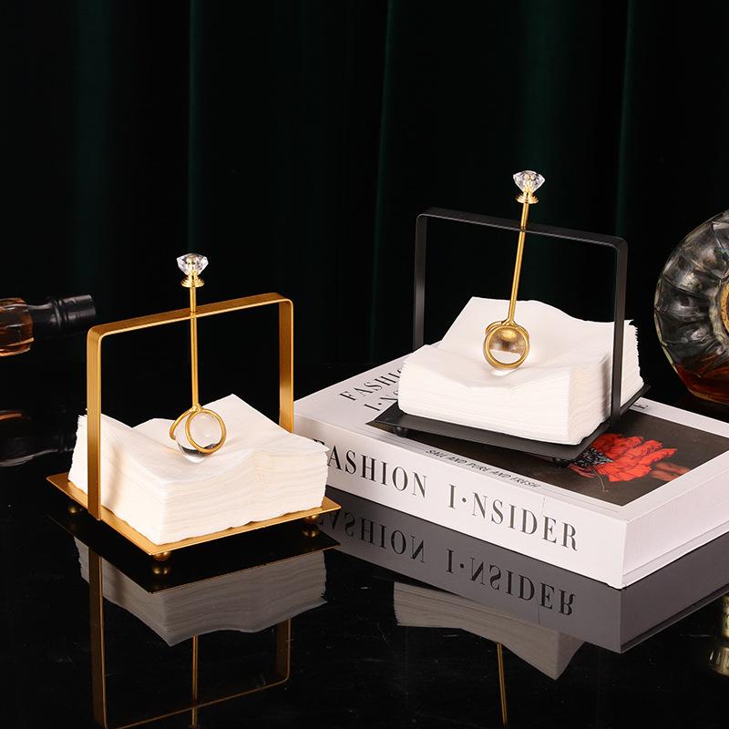 light luxury metal tissue holder-seat creative square tissue press paper holder simple restaurant hotel countertop tissue holder decoration
