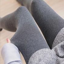 300g autumn and winter fleece padded leggings women outer wear warm pants vertical cotton stripes snagging pantyhose