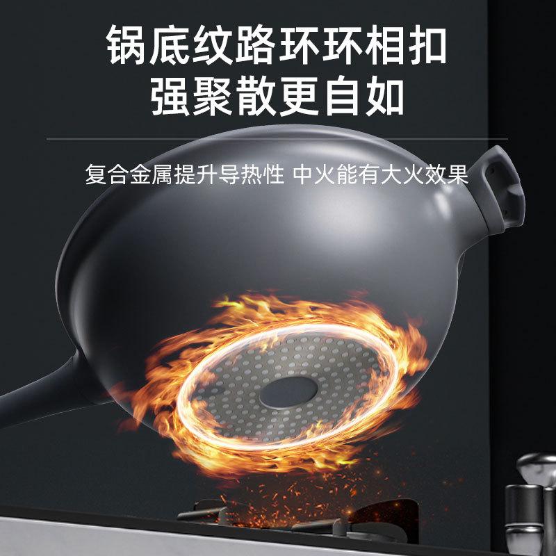 york mark anti-lampblack micro pressure wok and soup pot kitchen household lightweight non-stick pan induction cooker gas stove universal Application Scenario