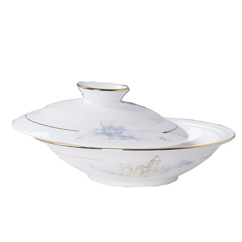 tableware suit wholesale jingdezhen tableware 60 head palace home bone china european style tableware bowl dish suit printing Item Picture