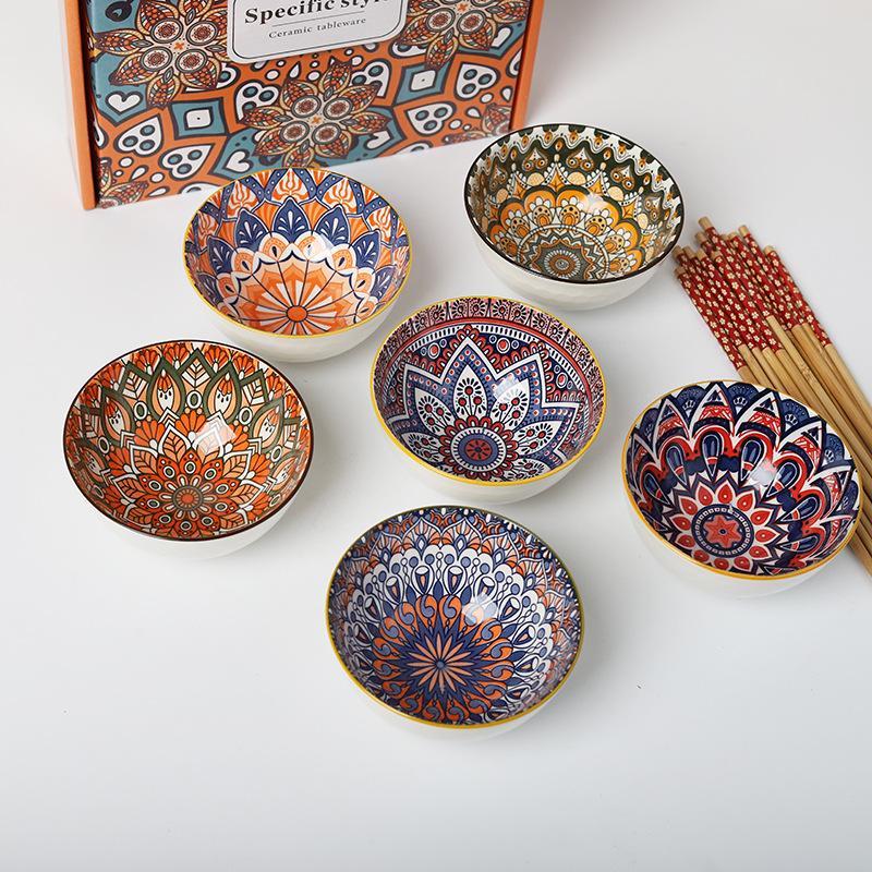 bohemian tableware suit gift bowl opening gifts wedding favors company activity gift porcelain bowl gift details Picture