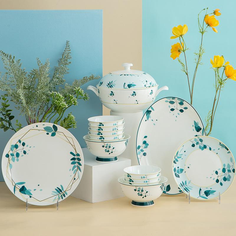 bowl and dish set household bone china tableware nordic cute ceramic bowl and plate combination ins personalized western plate full figure