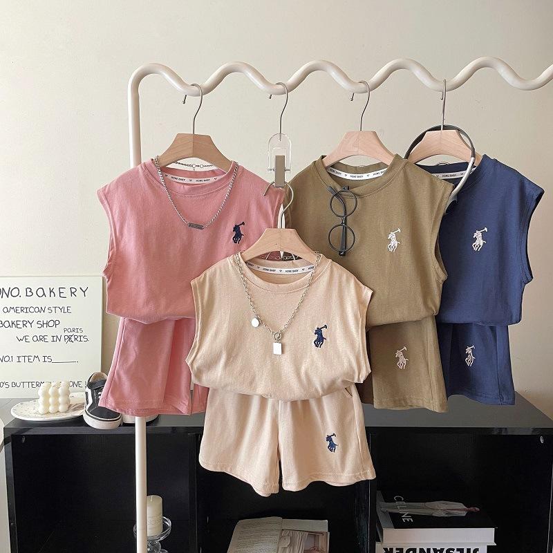 children's summer thin sleeveless vest suit baby boys' shorts sports fashion all-match clothes outfit top pants