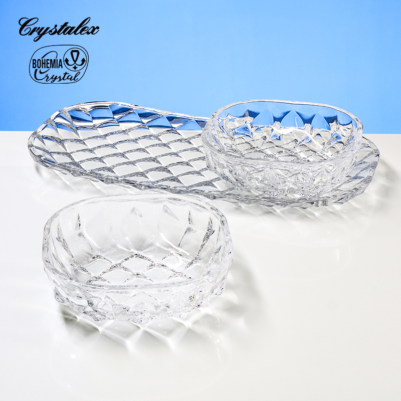 莱克斯-捷克波希米亚进口水晶玻璃泰尼长方形托盘3件套 家居好物 好物推荐 生活艺术品