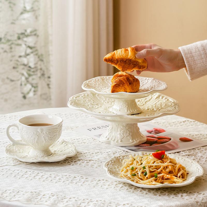 vintage coffee cup embossed household ceramic cup pot palace style tableware ceramic afternoon tea cup set Application Scenario