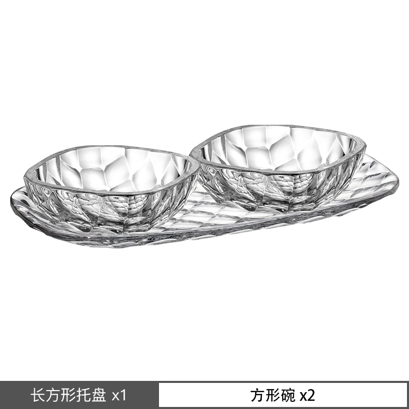 Lex - Czech Bohemian imported crystal glass Taini rectangular Tray 3-piece set, Home Good item, Good item recommendation, life art pic 1
