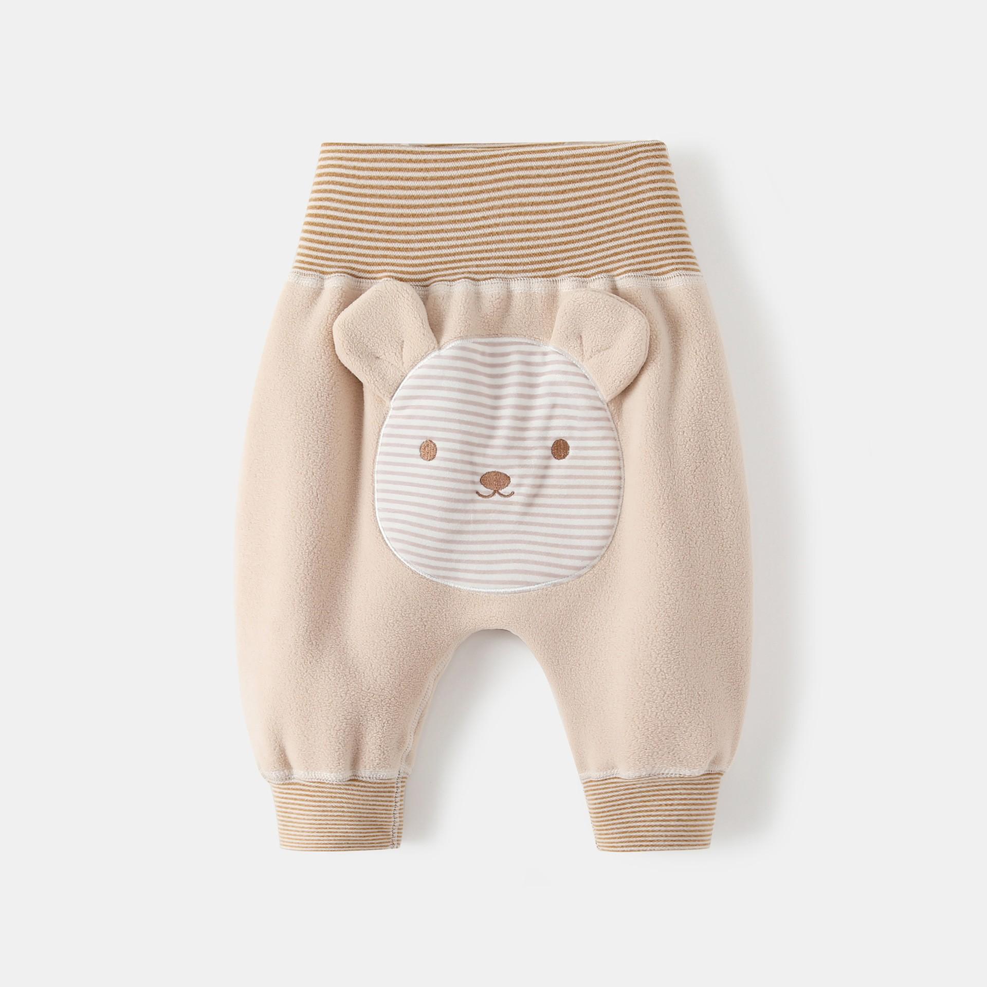 baby fleece-lined bottom-enlarged pants autumn clothes outerwear fashionable casual pants outing high waist belly protection male and female baby pants