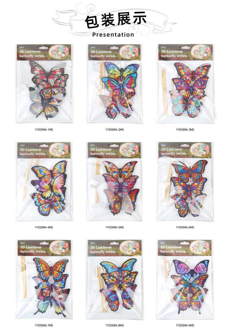 Luminous butterfly self-adhesive party and gathering wall stickers, flashing base, diy decorative butterfly, luminous butterfly pic 1