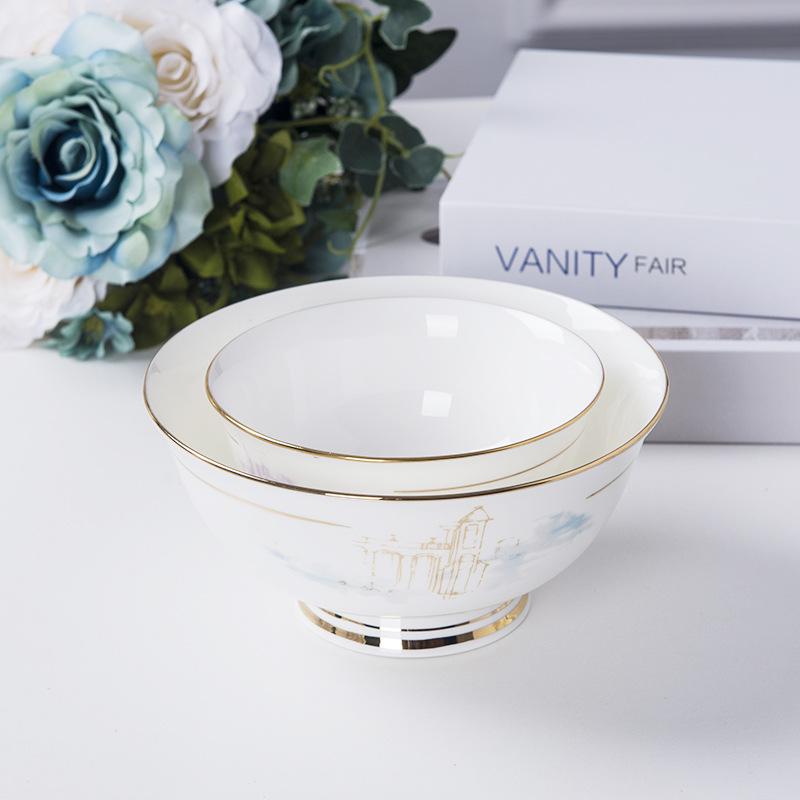 tableware suit wholesale jingdezhen tableware 60 head palace home bone china european style tableware bowl dish suit printing Specification drawing