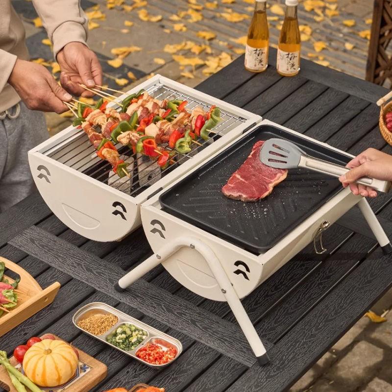 barbecue grill household portable frying pan outdoor camping smokeless charcoal grill factory gift