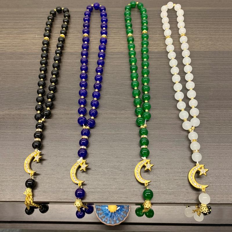 cross-border manufacturers islamic star moon rosary bracelet hand-held prayer beads muslim 33 rosary praise beads