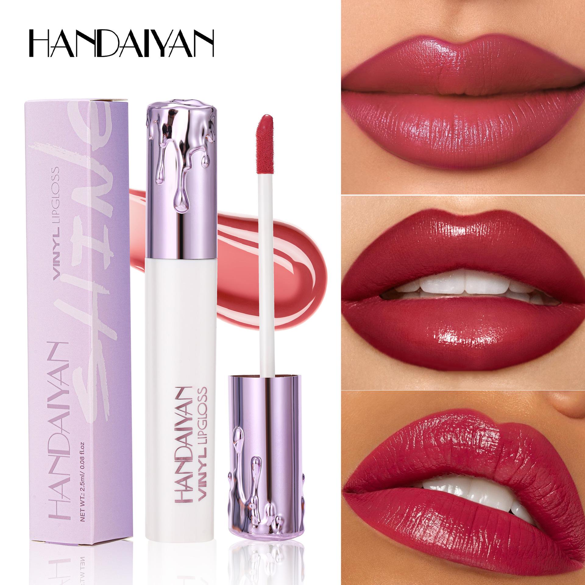 cross-border moisturizing lip lacquer does not fade non-stick cup handaiyan paint waterproof 6 color liquid lipstick moisturizing lip lacquer