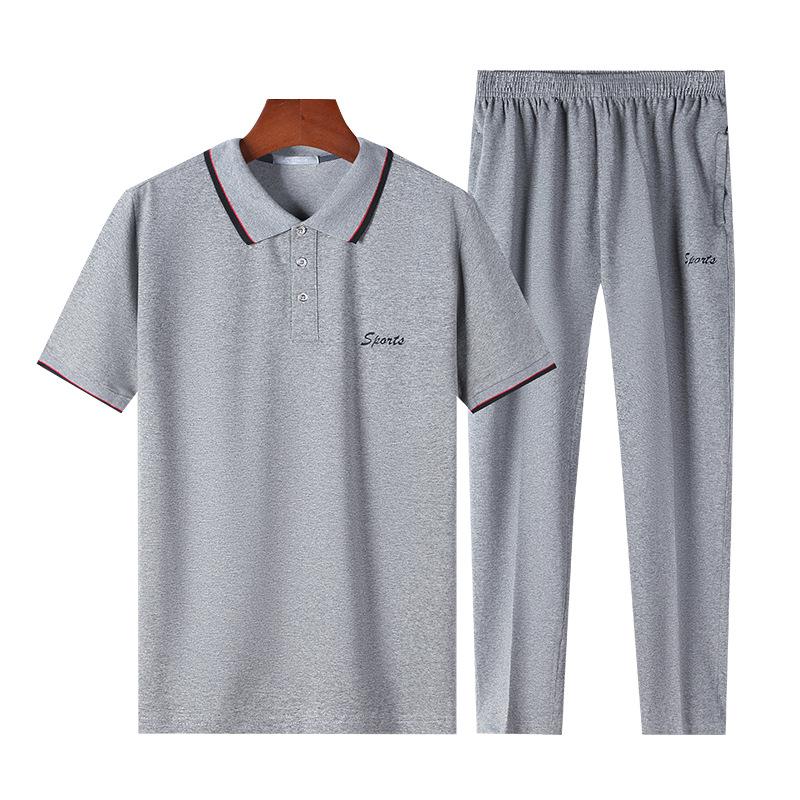 men's suit middle-aged and elderly men's sportswear casual suit summer thin short-sleeved t-shirt dad summer suit