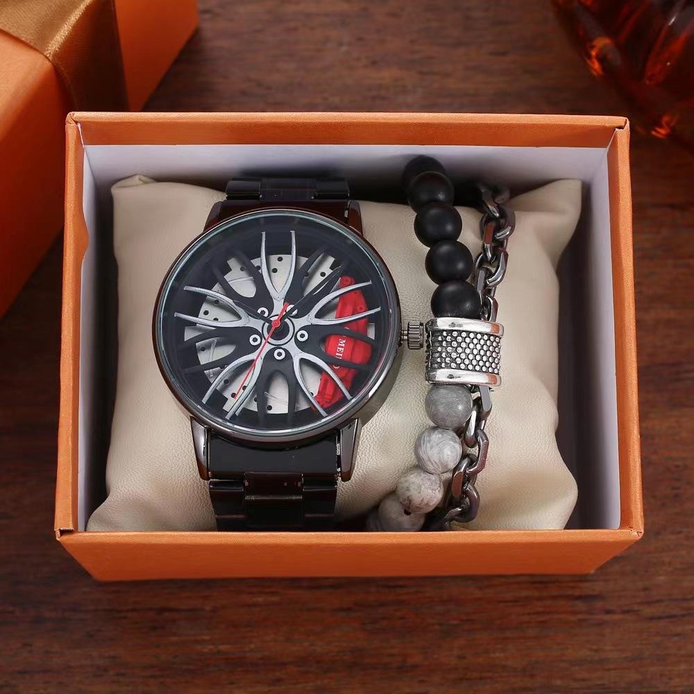 22 new cool and unique sports car wheel dial men's fashion suit watch all-match steel belt quartz watch