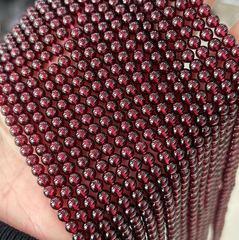 juyuan multi-crystal natural garnet loose beads round beads diy beads accessories wine red garnet semi-finished products wholesale