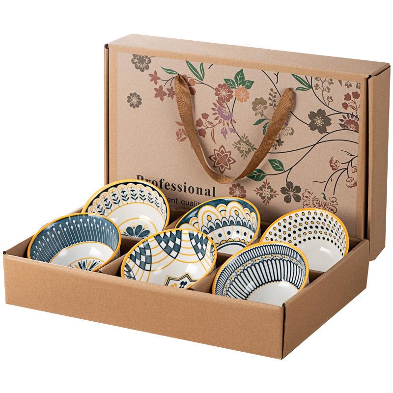 cross-border ceramic cutlery bowl and plates chopsticks package gift box real estate opening gifts rice bowl and plates tableware can be customized logo Item Picture