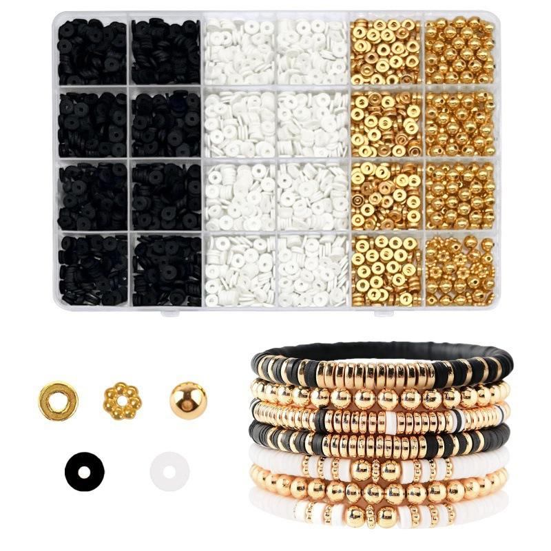 yd2530 amazon diy bracelet kit girl clay beads kit white clay beads golden balls making kit