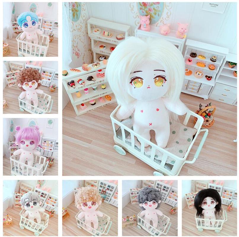 Fried Hair Star Doll Cotton Doll Doll 20cm Skeleton baby Clothes Suit Xiao Zhan Cai Xukun 20cm Nude Baby